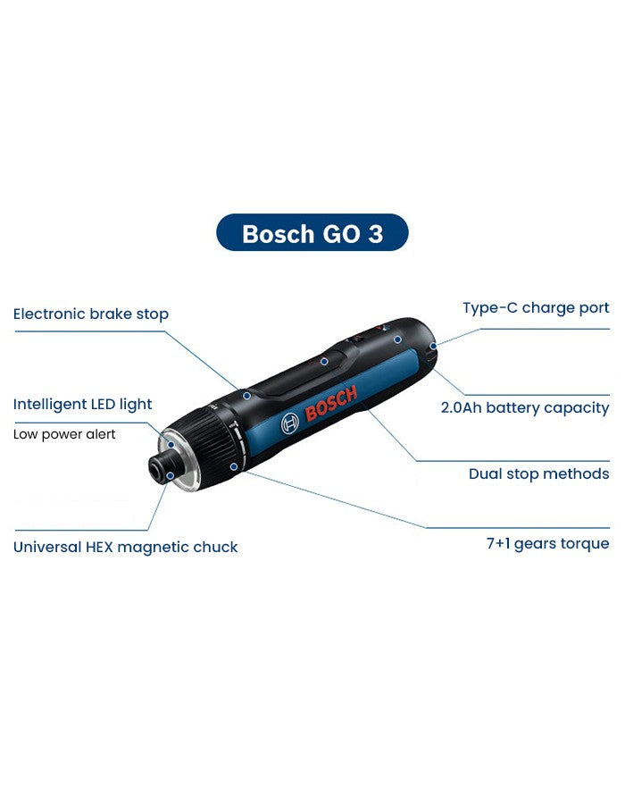 Parafusadeira Bosch GO 3 Elétrica Conjunto 3.6V 5Nm Mini Furadeira Sem Fio Recarregável Chave de Fenda Ferramenta Elétrica Multifuncional Bosch