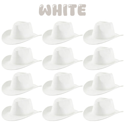 4-24Pcs Western Cowboy Hat for Men Women Adjustable Felt Cowgirl Hats Wide Brim Fedoras Hat for Adult Bachelor Party Costume