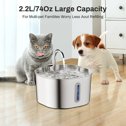 Bebedouro Automático para Gatos ZYFeeder 2.2L, Quadrado, Aço Inoxidável, para Animais de Estimação, com Janela? Não inclui plugue 5V 1A?