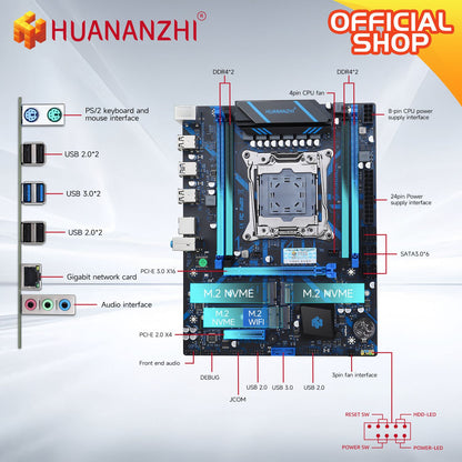 HUANANZHI QD4 LGA 2011-3 Motherboard support XEON E5 2620 2640 2660 2666 2667 2670 2680 2696 V3 V4 DDR3 RECC NON-ECC RAM NVMe
