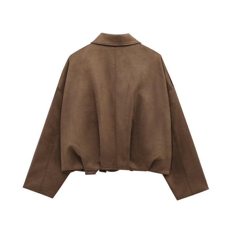 MUJER 2025 Suede Bomber Jackets for Women Outerwears Oversized Jacket Woman Streetwear Zip Women's Coats Padded Varsity Jackets