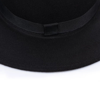 New Classic Solid Color Felt Fedoras Hat Belt for Men Women Blend Jazz Cap Wide Brim Simple Church Derby Flat Top Hat Mujer