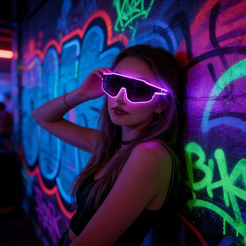 1PC Light Up LED Glasses Glow Sunglasses EL Wire Neon Glasses Glow in The Dark Party Supplies Neon Party Favors for Adults