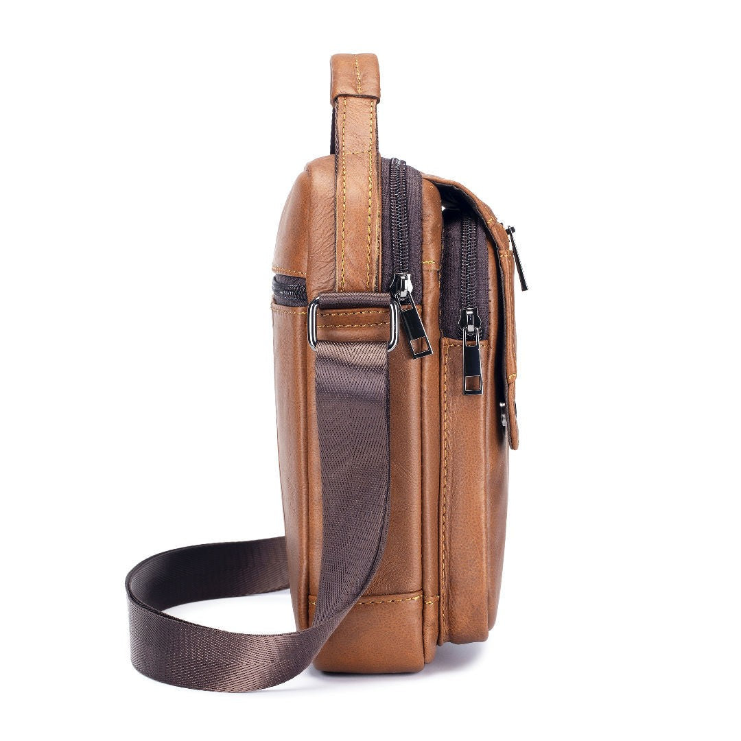 cowhide Large-capacity cowhide men's bag genuine leather single-shoulder bag high quality men's vertical crossbody bag as gift