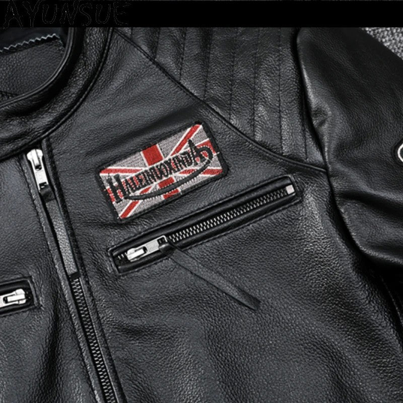 Mens Leather Jacket Autumn Men Clothing Handsome Motorcycle Jackets Two Colors Short Coats Kurtka M?ska Skórzana Slim