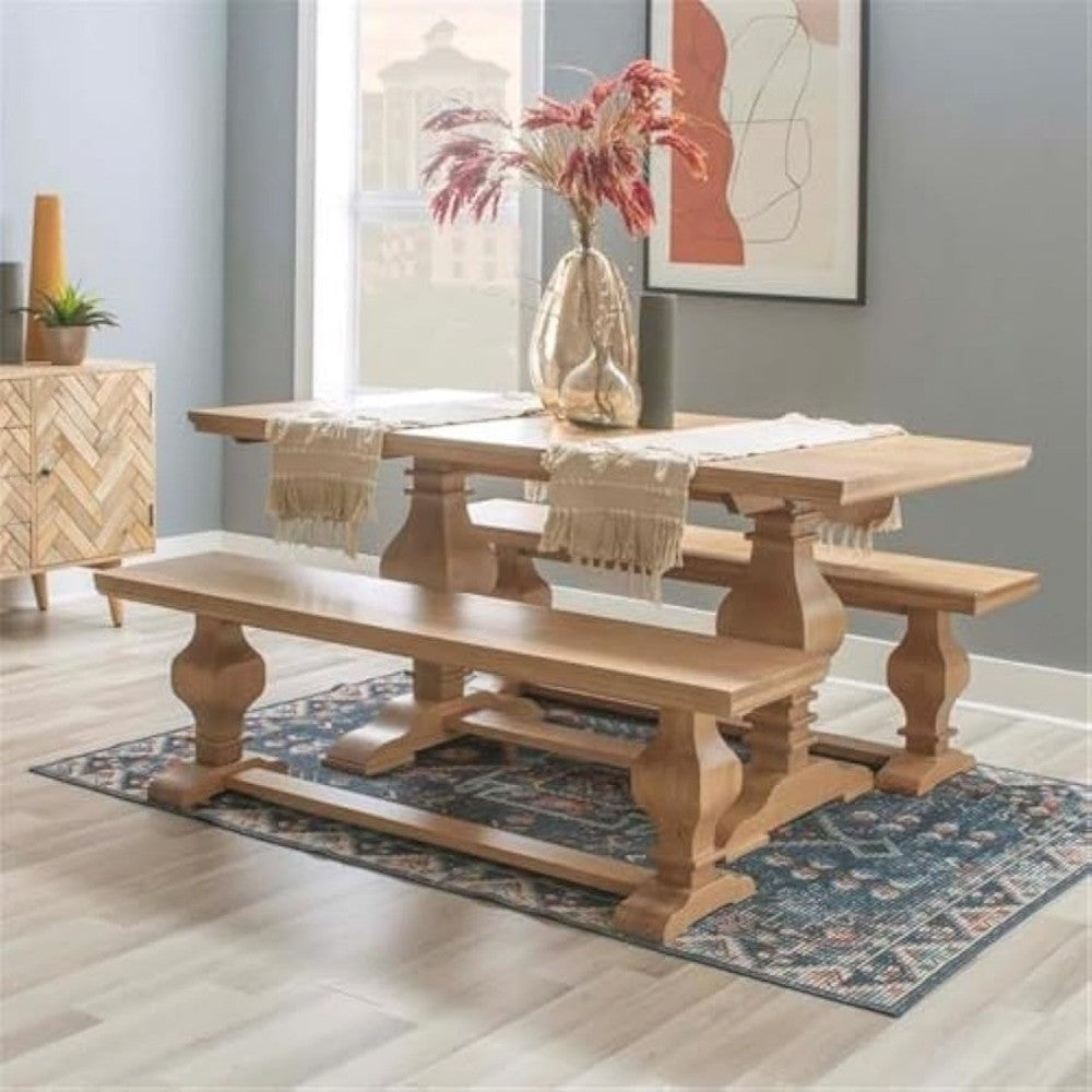 Rustic Honey Brown Wooden Dining Table