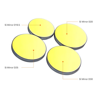 LUMENEDGE 3 Peças Espelho Si Lente Refletiva a Laser Diâmetro 19,05 20 25 30 mm Silício Banhado a Ouro para Máquina de Gravação a Laser CO2