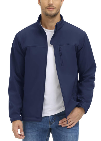 TACVASEN Waterproof Fleece Lining Windbreaker Mens Winter Work Jackets Zipper Pocket Casual Coats Full Zip Outwear Tops