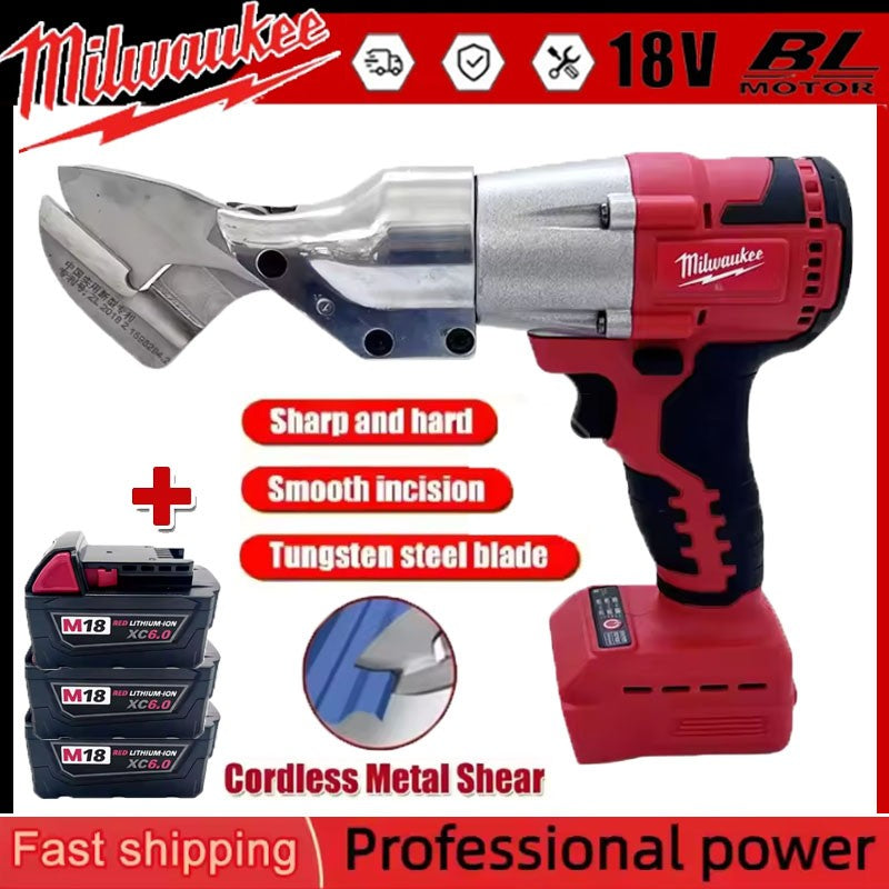 Tesoura de Metal sem Fio Milwaukee Tesoura Elétrica de Metal com Velocidade Variável Versátil Motor sem Escova de 800W Bateria de 18V para Aço Carbono