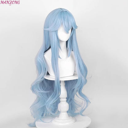 High Quality Ayanami Rei Wigs Anime EVA Cosplay Synthetic Long Wavy Blue Heat Resistant Hair Wig for Daily Party