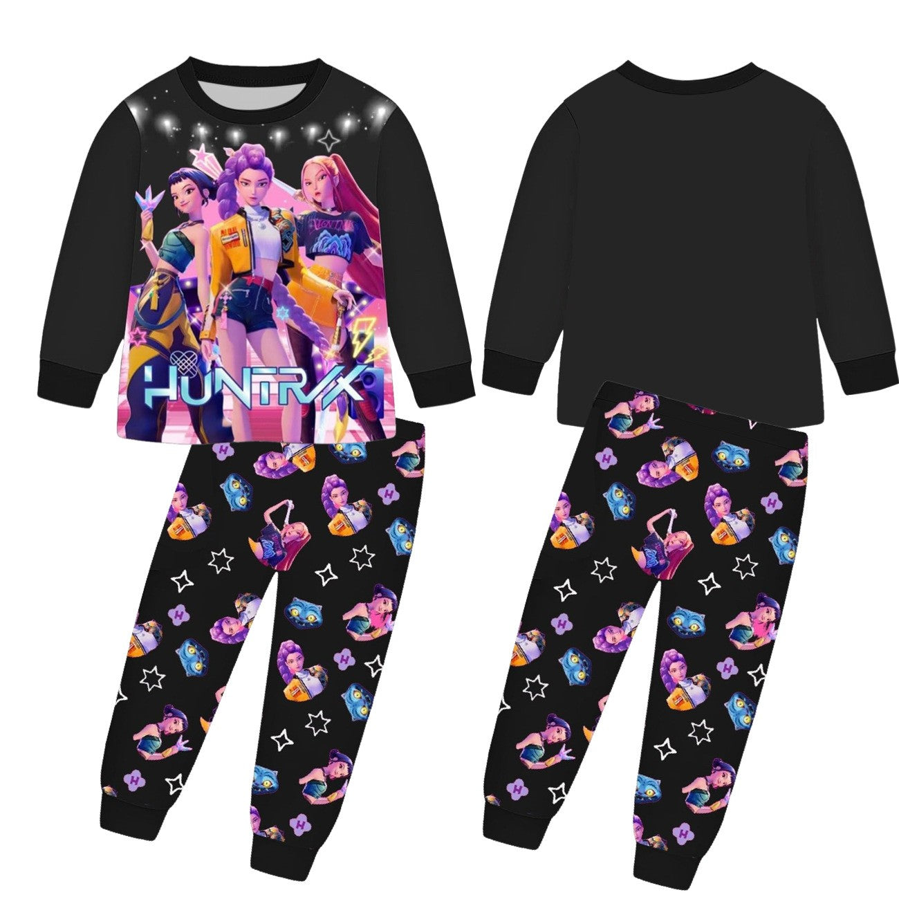 Anime Kpop Demon Hunters Zoey Costume Kids Huntrix Rumi Girls Tshirt Pants Sets Autumn Pajamas for Children's Clothing 3-14Years