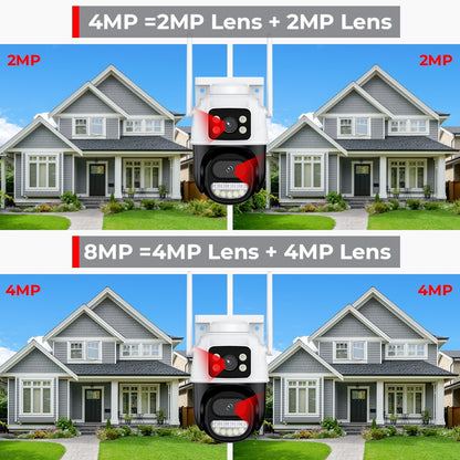 4K 8MP Wifi PTZ Camera Dual Lens Dual Screen Wireless Outdoor IP Camera Auto Tracking Security CCTV P2P Video Surveillance iCSee