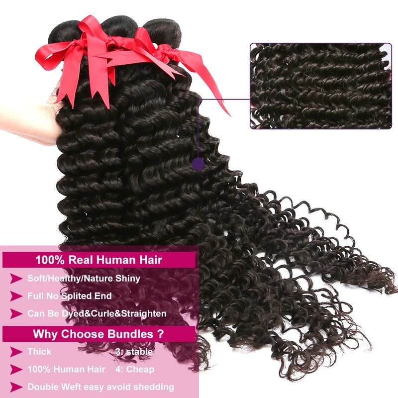 Pacotes de Cabelo Humano Ondulado Profundo de 32 36 40 Polegadas Cabelo Brasileiro Remy Virgem para Mega Hair Cacheado 1/2/3/4 Pacotes de Mega Hair com Preços Promocionais