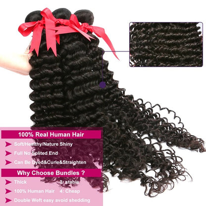 Pacotes de Cabelo Humano Ondulado Profundo de 32 36 40 Polegadas Cabelo Brasileiro Remy Virgem para Mega Hair Cacheado 1/2/3/4 Pacotes de Mega Hair com Preços Promocionais