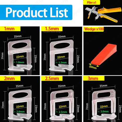 1/1,5/2/2,5/3mm Clip de Sistema de Nivelamento de Azulejos de Parede e Chão Nivelador de Cerâmica Espaçador Alicate Kit de Cunhas para Ferramentas de Construção de Assentamento de Azulejos