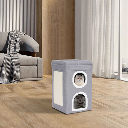Casa para Gatos, Cama Interna para Gatos, Apartamento Moderno e Fofo para Gatos, Ninho Dobrável para Gatos - Cinza?para Uso Doméstico, Pet Shop