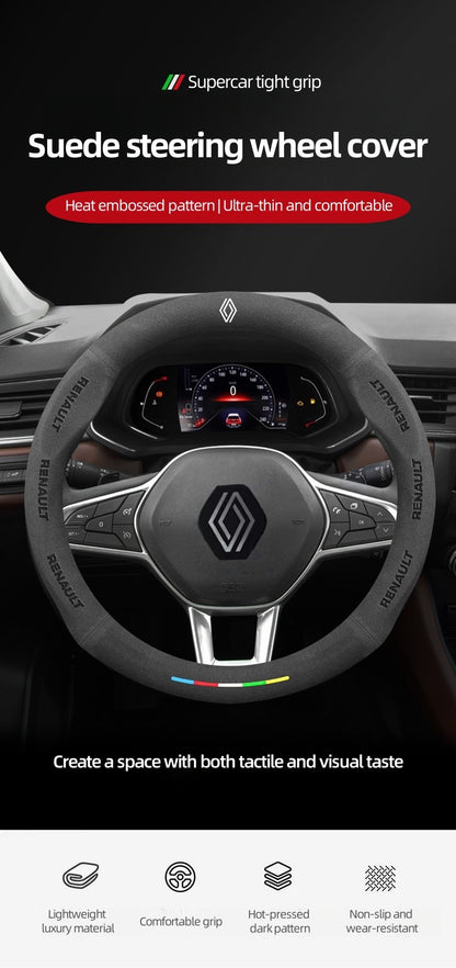 Suede Car Steering Wheel Cover For Renault Scenic Clio Laguna 2 3 4 5 Kangoo Fluence Megane Trafic Talisman Twingo Kaptur Duster