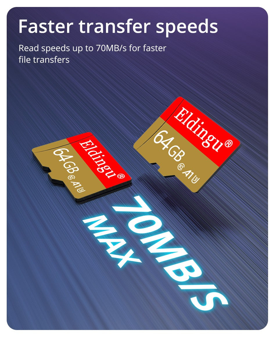 Eldingu Original TF Card 64G Class10 A1 for Surveillance Video MP3 MP4 Mobile Phone Memory Card 32GB U1 TF Card 128GB U3