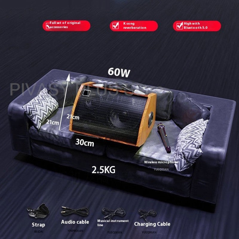 Caixa de Som Portátil 120W Bluetooth 5.0 Alto-falante Bateria 5000mAh Áudio de 3 Vias Para Canto ao Ar Livre Karaokê Guitarra DJ