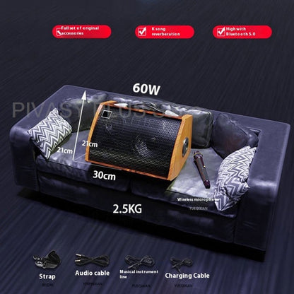 Caixa de Som Portátil 120W Bluetooth 5.0 Alto-falante Bateria 5000mAh Áudio de 3 Vias Para Canto ao Ar Livre Karaokê Guitarra DJ