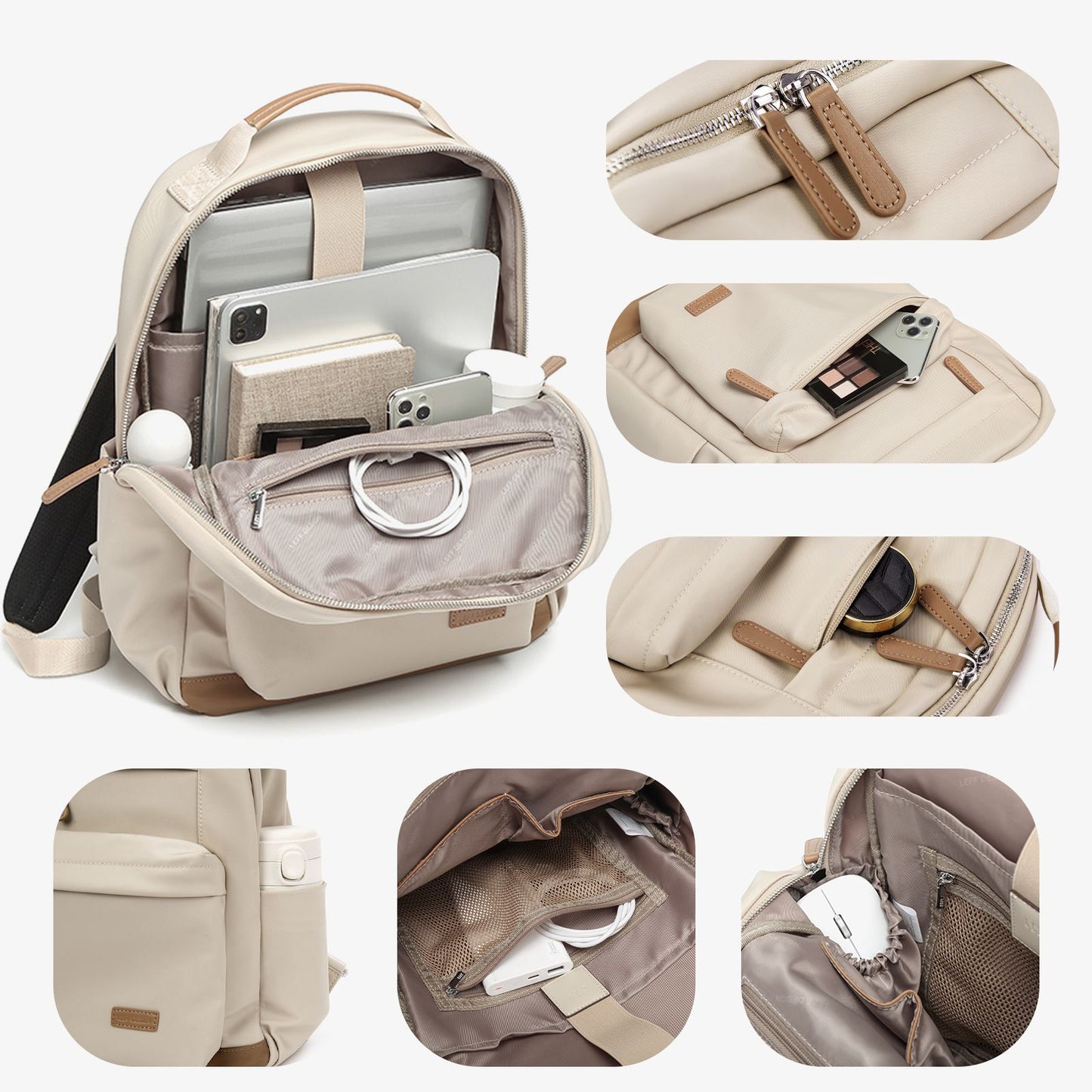 LEFF Women Backpack High Quality Large Capacity Laptop Backpacks Trendy Female Commuting Backpack Waterproof Outdoor Travel Bags