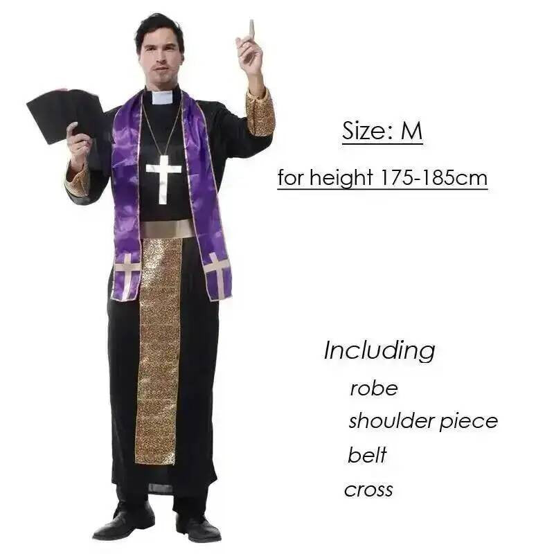 Adults Easter Purim Halloween Costume for Men Father Priest Bishop Costumes Christian Pastor Clergyman Cosplay Costumes Party