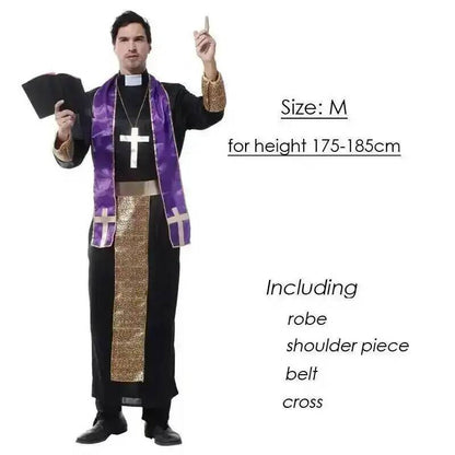 Adults Easter Purim Halloween Costume for Men Father Priest Bishop Costumes Christian Pastor Clergyman Cosplay Costumes Party