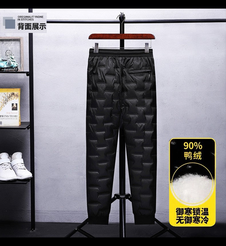 Calças Masculinas Plus Size L-8GG Patos Pena de Ganso Inverno À Prova de Vento Térmicas Calças Grossas de Inverno para Homens pantalones hombre PT-586