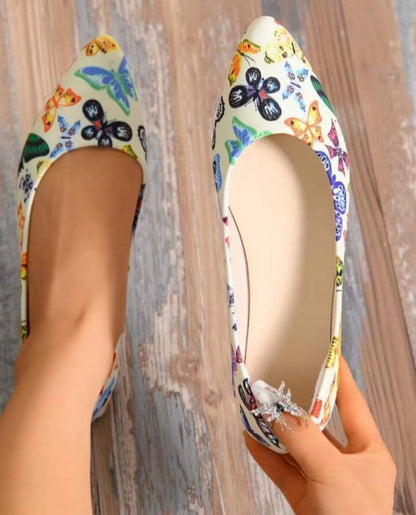 Women's Shoes Loafers Ballet Flats Pointed Toe Barefoot Slip-on Casual Flat Heel Comfortable Random Pattern Woman Shoe Size 43