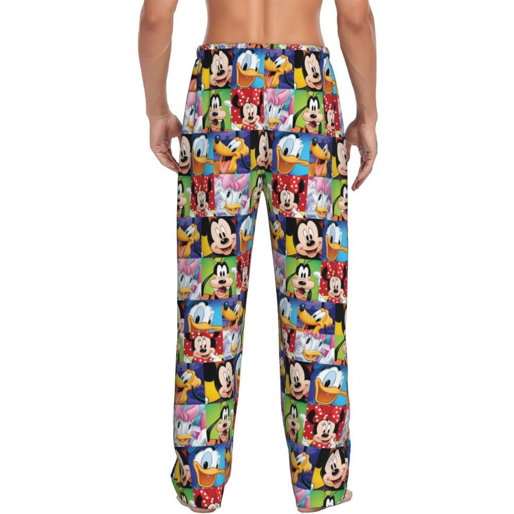 Custom Print Mickey Mouse Donald Duck Pajama Pants Men Sleep Sleepwear Bottoms with Pockets