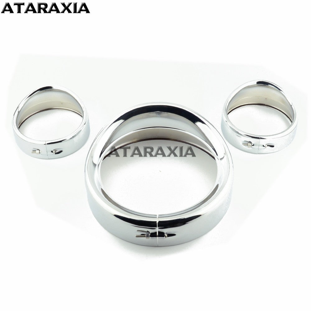 5.75" 4.5" 7inch Farol de neblina para motocicleta, viseira, moldura do farol, anel de acabamento, capa de farol de LED para Harley Softail Fat Boy