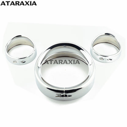 5.75" 4.5" 7inch Farol de neblina para motocicleta, viseira, moldura do farol, anel de acabamento, capa de farol de LED para Harley Softail Fat Boy