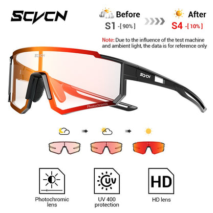 Óculos de Sol Fotocromáticos SCVCN Óculos de Ciclismo para Esportes ao Ar Livre Masculino Feminino MTB Escalada Óculos de Condução para Bicicleta Novo
