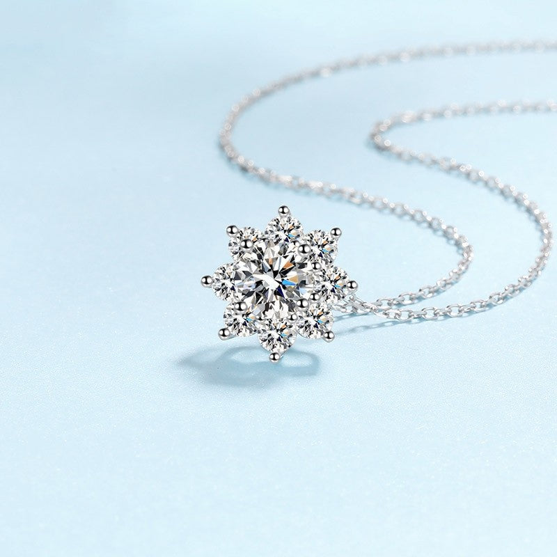 WOMEN Valentine's Day Platinum PT950 Wedding Necklaces 1/2CT VVS1 D Color Moissanite Diamond Pendant Girlfriend Birthday Gift
