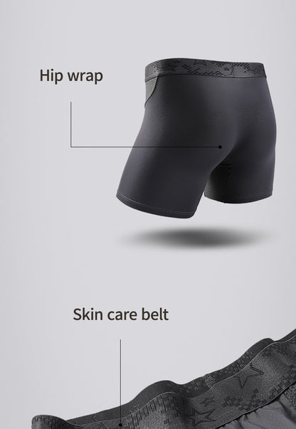 Extra Long Sports Underwear Men's Boxer Briefs Anti-Wear Leg Running Large Size Breathable Training Boxer Briefs