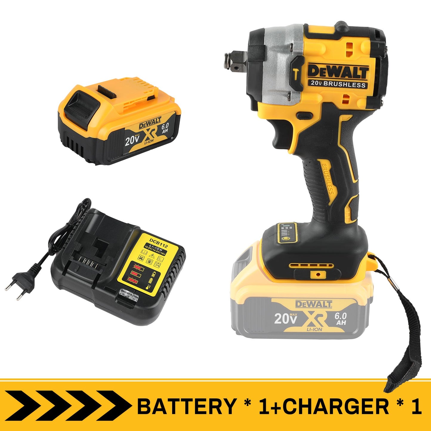 DEWALT DCF921 Parafusadeira de Impacto sem Escova 20V 1/2in e Furadeira Elétrica sem Fio - Velocidade Variável, Ferramenta Avulsa Multifuncional