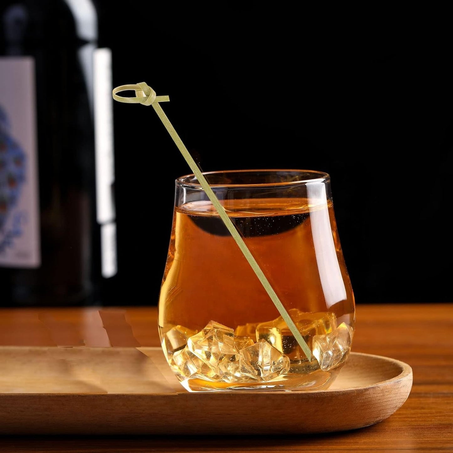 Palitos de Coquetel Espetos de Nó de Bambu Natural Palitos de Comida Mini Palitos de Dente Decorativos para Bebidas Frutas e Guarnição de Tábua de Frios