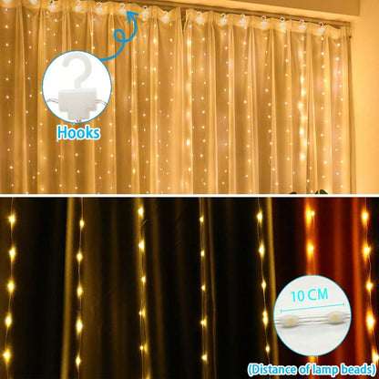 3/9M USB LED Curtain 8Modes Remote Control String Lights Holiday Wedding Fairy Garland Lights For Bedroom Living Room Decor