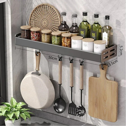 Novo Rack de Armazenamento de Cozinha Suporte para Temperos de Parede Organizador de Cozinha Doméstico Multifuncional Prateleira de Armazenamento