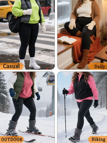 Plus Size Super Soft Fleece Lined Leggings Women, Workout Yoga Running Thermal Warm Pants For cold winter Running