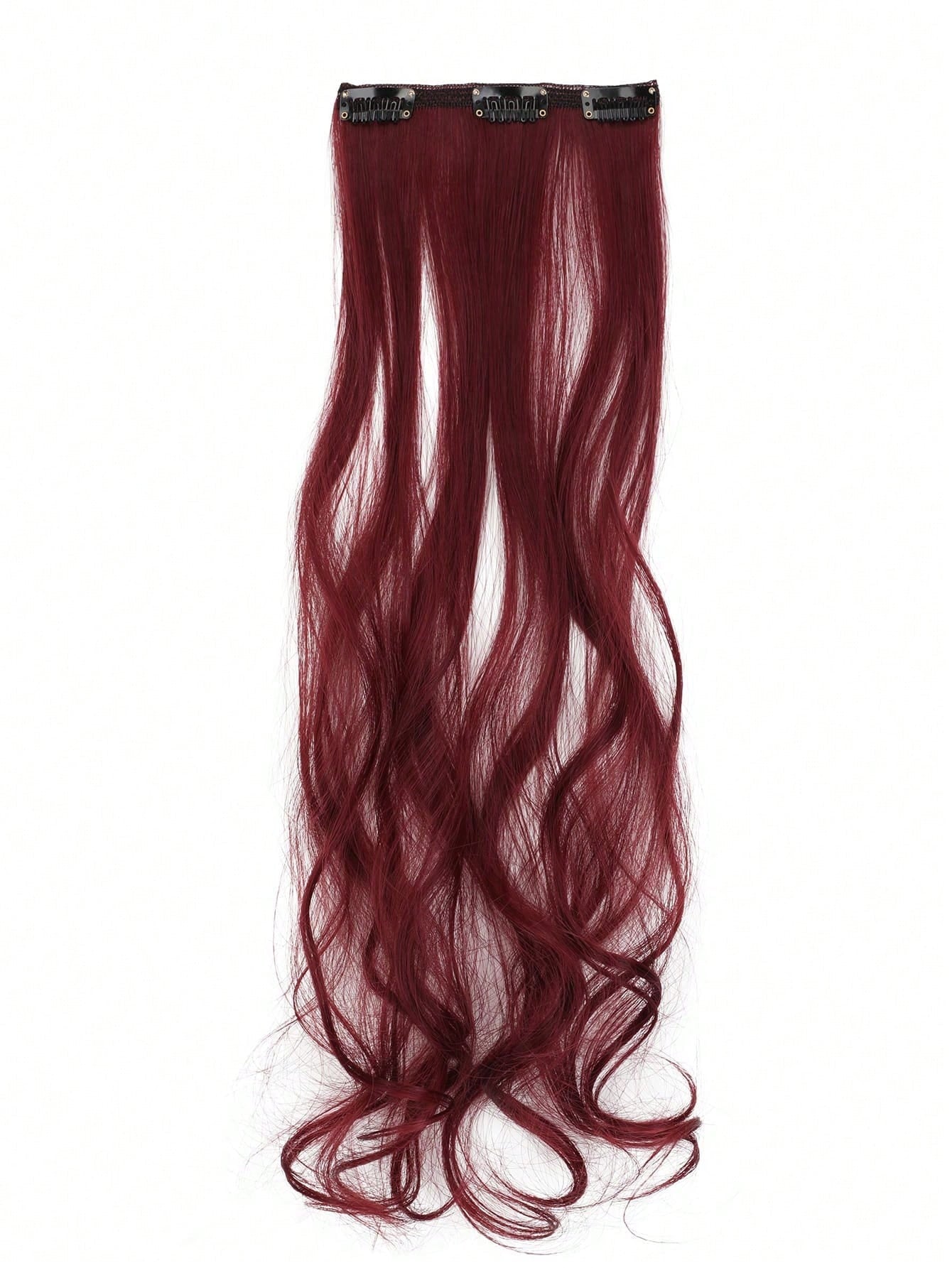 7 peças, onda grande, preto, 22 polegadas, médio, aplique de cabelo sintético com clipe