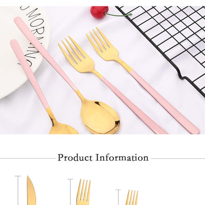 20Pcs Pink Silver Dinnerware Set Knife Dessert Fork Spoon Flatware Cutlery Set 304 Stainless Steel Silverware Tableware Kitchen