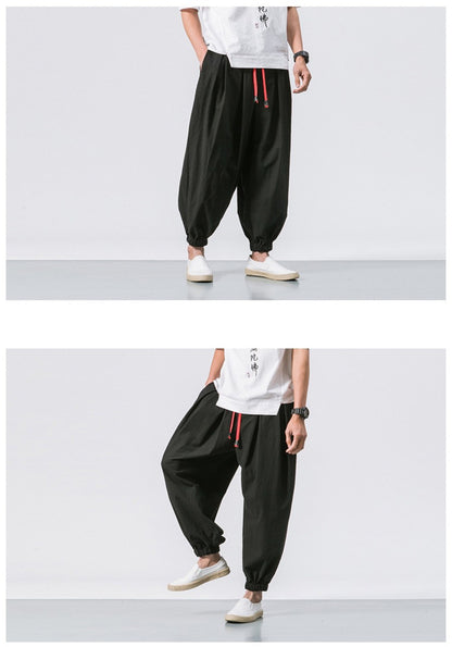 FGKKS Spring Men Loose Harem Pants Chinese Linen Overweight Sweatpants High Quality Casual Brand Oversize Trousers Male