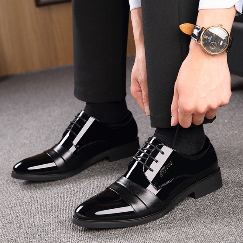 Social Shoe for Men Casual Business Patent Leather Dress Shoes Man Bright Upper Pointed Toe 2025 Trend Office Suit Footwear New