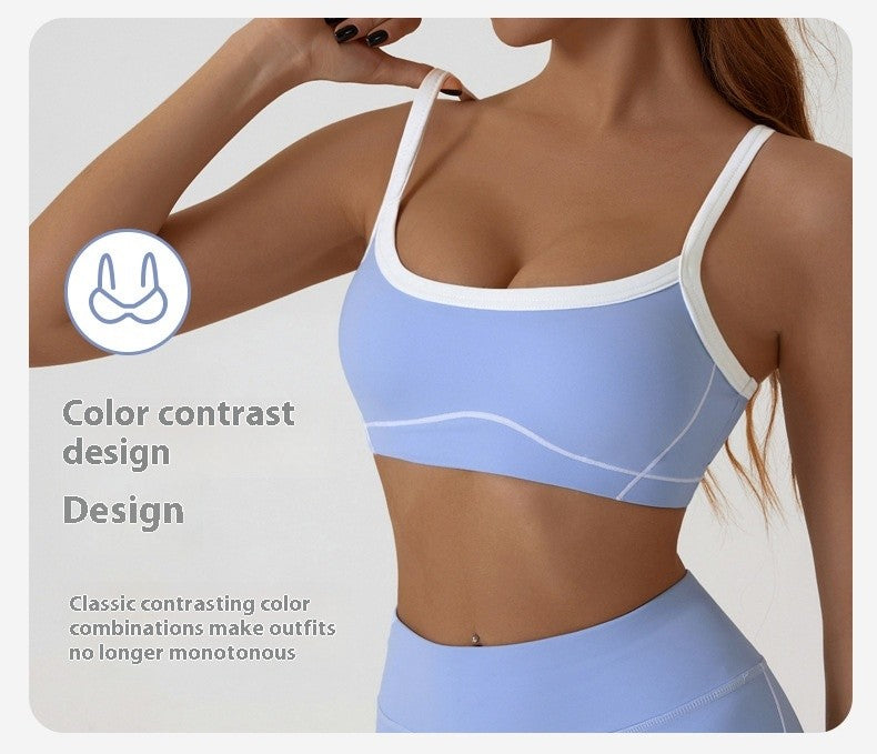 Yoga Sports Bra Color Clashing Shock Absorbing Brassiere Women Full Cup Breathable Gym Tube top Bra Yoga Workout Underwear