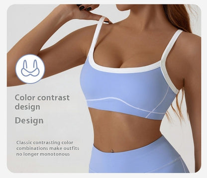 Yoga Sports Bra Color Clashing Shock Absorbing Brassiere Women Full Cup Breathable Gym Tube top Bra Yoga Workout Underwear