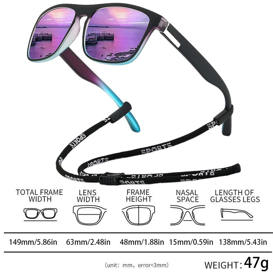 Fashion With Chain Square Sunglasses For Men Women Driving Fishing Brand Designer Sun Glasses Man UV400 Eyewear