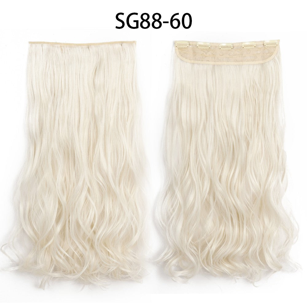 Apliques de Cabelo Sintético Liso Comprido de 5 Clipes 22'' Fibra de Alta Resistência ao Calor Preto Castanho Loiro