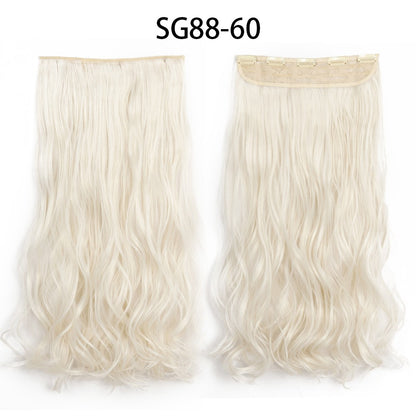 Apliques de Cabelo Sintético Liso Comprido de 5 Clipes 22'' Fibra de Alta Resistência ao Calor Preto Castanho Loiro