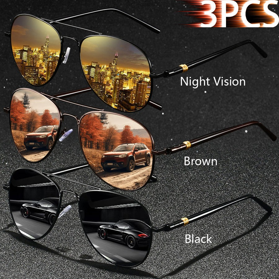3 PCS Fashion Vintage Square Metal Frame Sunglasses Men Women Fishing Driving Luxury Brand Designer Sun Glasses  Eyewear UV400